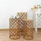 3 Gold Metal Cylinder Plinth Pedestal Stands Wedding Party Decorations